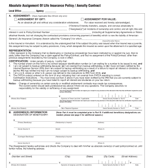 Absolute Assignment - Fill Online, Printable, Fillable intended for Agla Life Insurance Forms