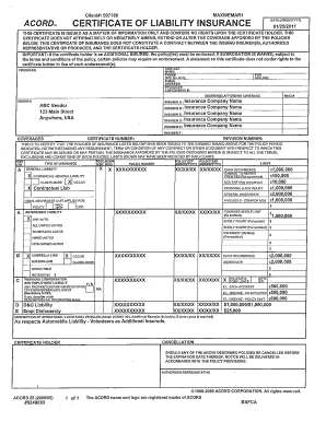 Printable Acord Form 35 Forms And Document Templates To with regard to Acord Commercial Auto Insurance Application