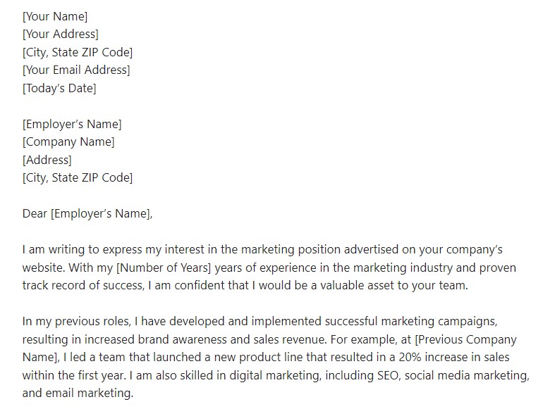 Marketing Cover Letter: Tips and Samples for Writing an Impressive Marketing Cover Letter